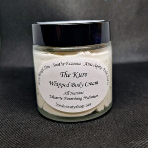 Whipped body cream jar with label.