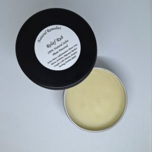 Natural relief rub salve in tin