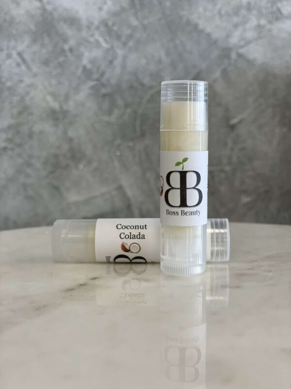 Coconut Colada lip balm by Boss Beauty.