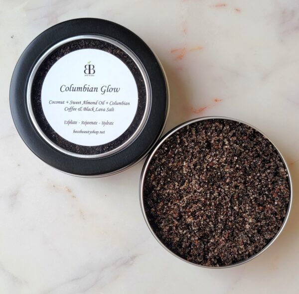 Colombian glow coffee & lava salt scrub.