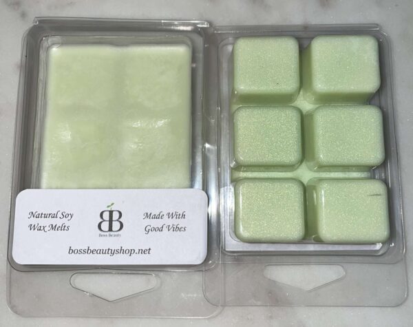 Soy wax melts in a plastic package.