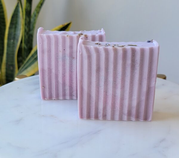 Two lavender scented soap bars.