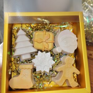 Christmas themed bath bombs in a box.