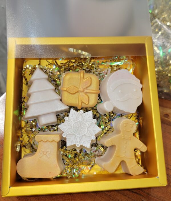 Christmas themed bath bombs in a box.