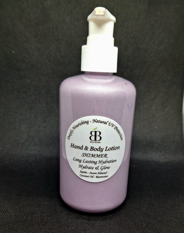 Shimmer hand and body lotion bottle.