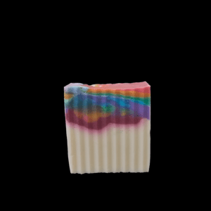 Multicolored bar of handmade soap.