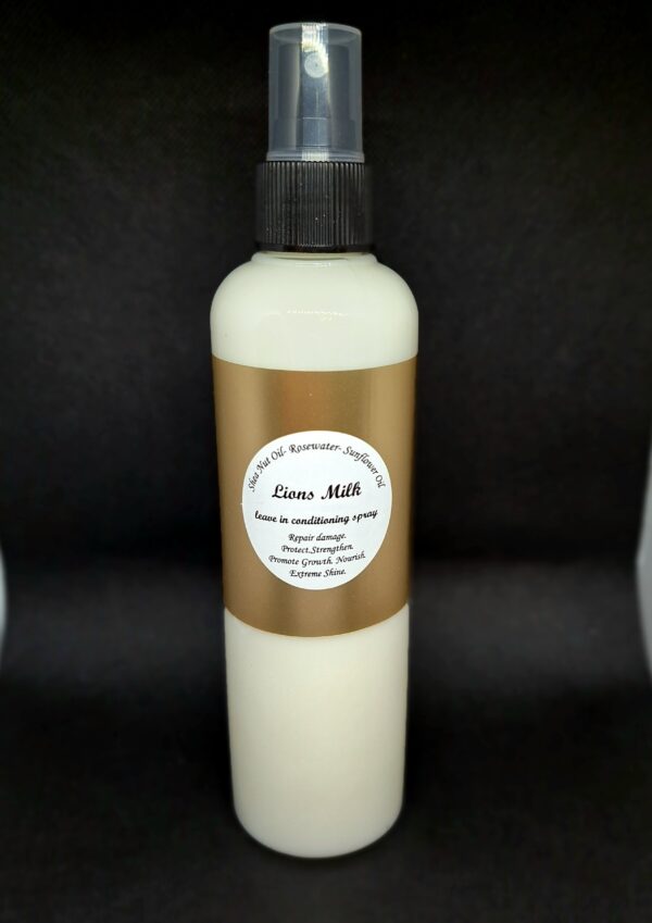 Lions Milk leave-in hair conditioning spray.