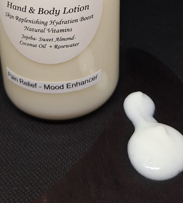 Hand and body lotion with a dollop.