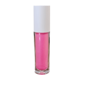 Pink lip gloss in clear tube.