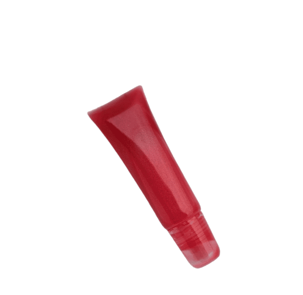 Red lip gloss tube isolated on white.