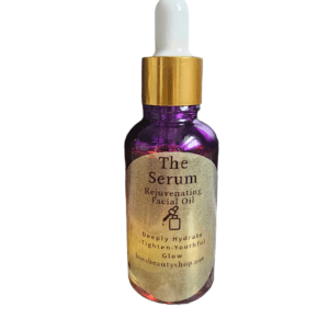 Purple bottle of rejuvenating facial oil.